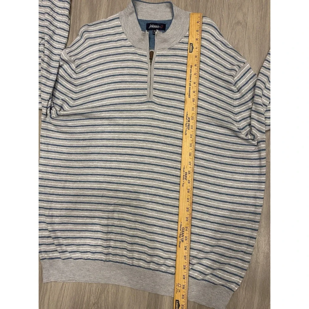 Johnnie-O Silk Blend 1/4 Zip Mock Neck Sweater Mens XXL 2XL Gray Blue Pullover